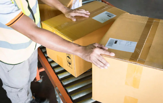 image showing a warehouse agent executing operations of parcel delivery services at white pigeon marine services
